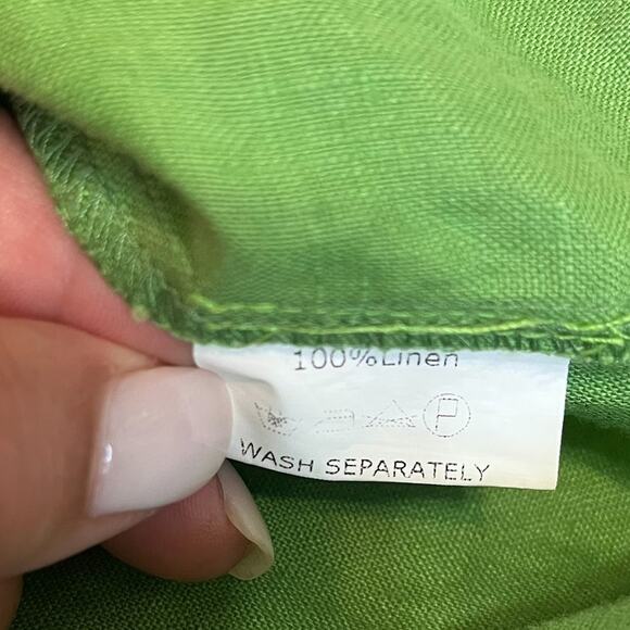 Buykud Linen Womens Midi Skirt Size M Green Boho Pull On Pockets Boho Coastal - Picture 6 of 7